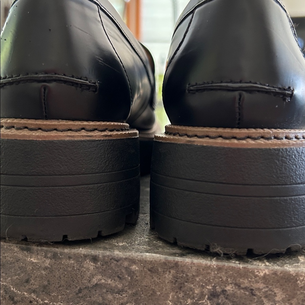 Sam Edelman Chunky Black Loafers with Gold Accent - Picture 3 of 6